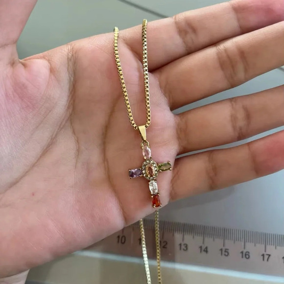 Zara Maria Cross Stainless Steel Waterproof Necklace - Picture 14 of 17